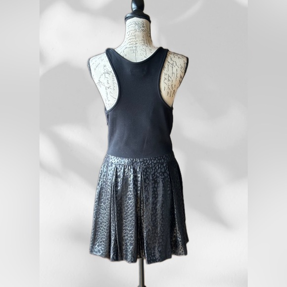 LaROK Deep Scoop Neck Dress, Black-on Black Leather-Look Skirted Bottom NWT (M) - Picture 3 of 8